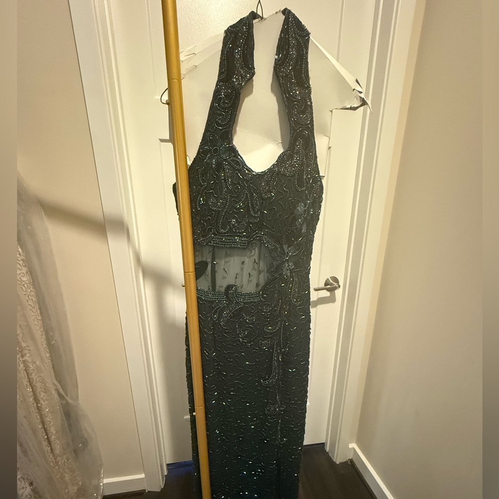 Green Sequin Halter Gown for Prom